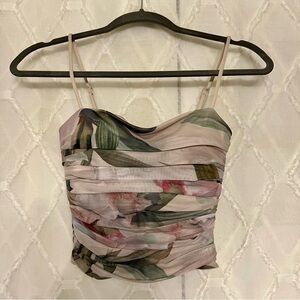 Express Body Contour Floral Rushed Mesh Cropped Cami | Size XS - Like New!